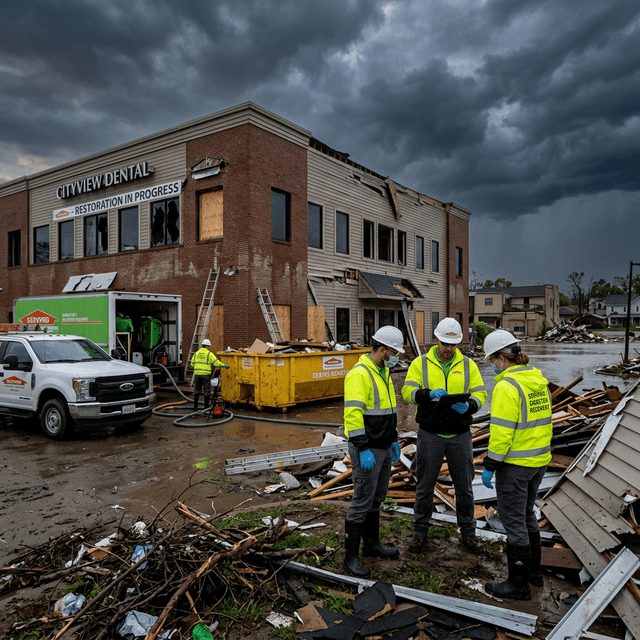 RestoPros technicians performing water and storm damage restoration at a Mesa, AZ home